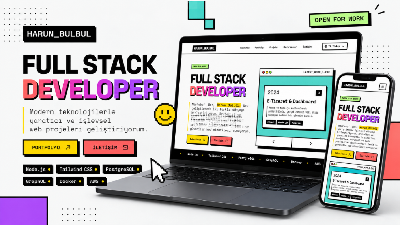 Harun Bülbül – Neo Brutalist Full Stack Developer Portfolyos