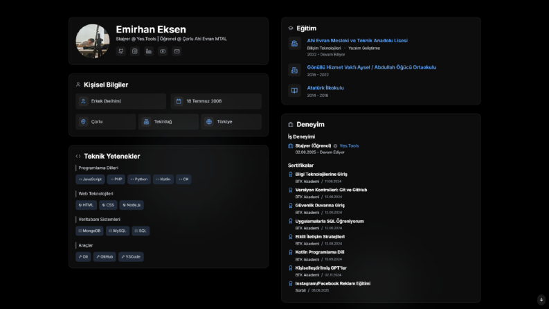 Kişisel Web Sitesi - emirhan.tech