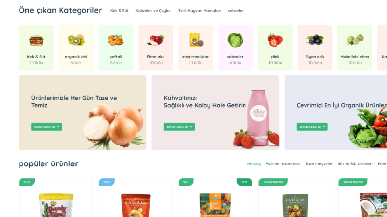 E-ticaret anahtar teslim market web sitesi