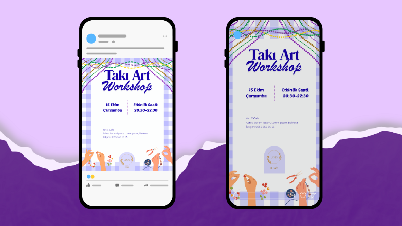 Takı Workshop Etkinliği İçin Estetik Post ve Story Tasarımı