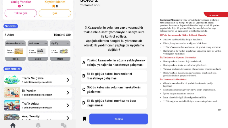 Sürücü kursu uygulaması 