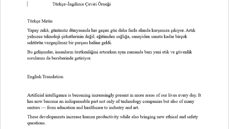 Türkçe–İngilizce Blog Yazısı Çeviri Örneği