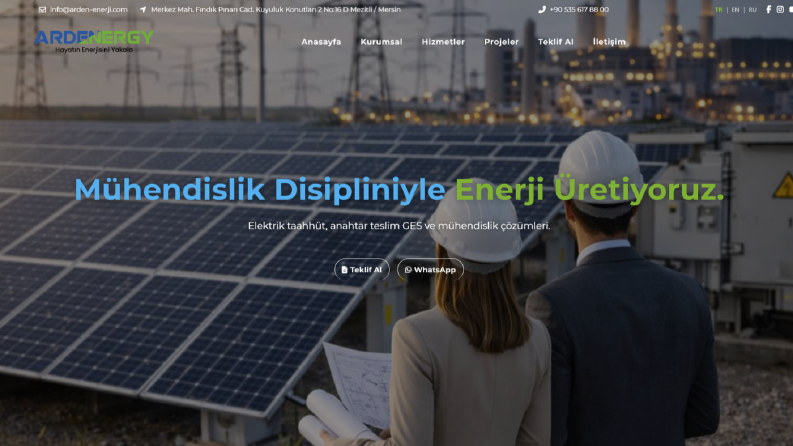 Arden Energy Web Sitesi Kurulumu 
