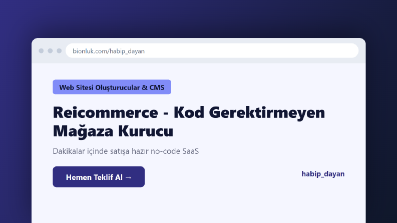 Reicommerce - Kod Gerektirmeyen Mağaza Kurucu
