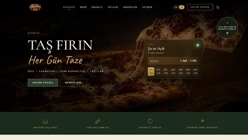 Tadım Pide Bakery: site ve gel-al sipariş sistemi