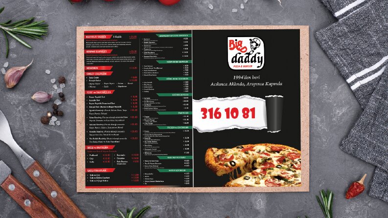 BigDaddy Menü Tasarımı