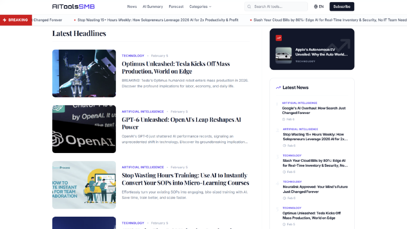 AIToolsforsmallcompanies.com - Web Tasarımı