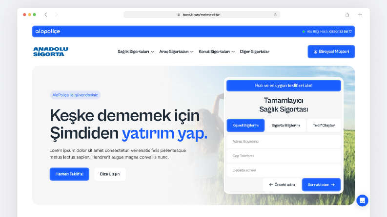 AloPoliçe Landing Page