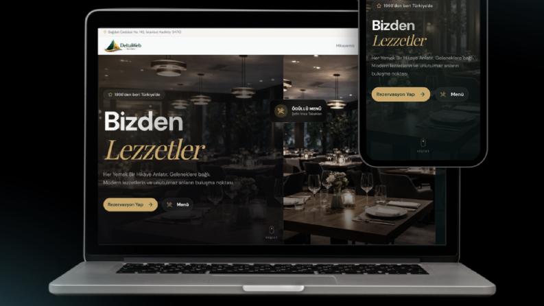 Restoranlar için modern ve şık web sitesi.