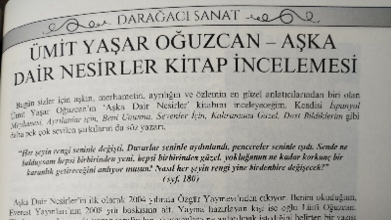 Darağacı Dergisi'nde yayınlanan inceleme yazım