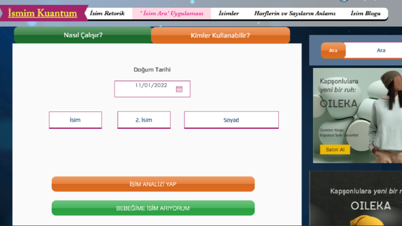 İsim Analiz Sitesi Tasarım & Programlama ve Seo