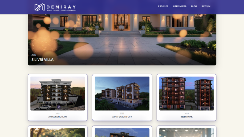 Mimarlık Ofisi Web Sitesi / Minimal Tasarım / Yönetim Paneli