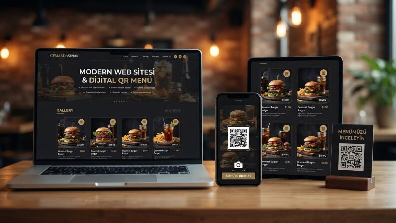 Modern Restoran ve Kafe Dijital QR Menü Arayüzü