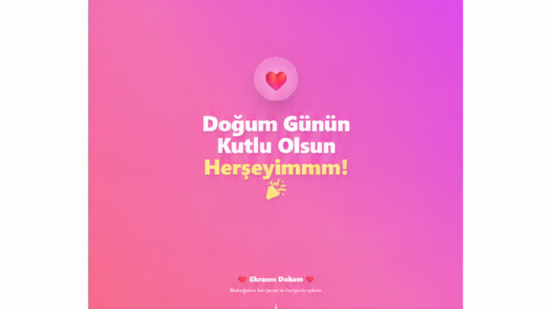 Sevgili için doğum günü hediye website tasarımı.