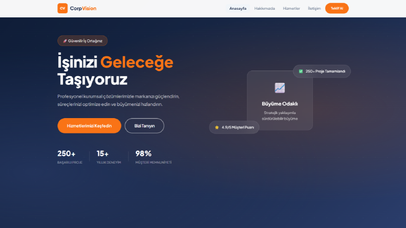 Modern Kurumsal Web Sitesi Arayüz Tasarımı