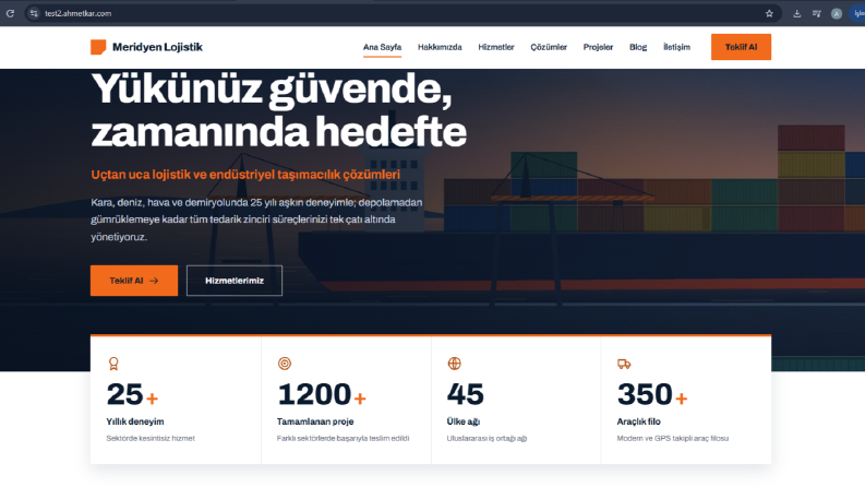 Gelişmiş Yönetim Panelli Wordpress Kurumsal Lojistik Sitesi