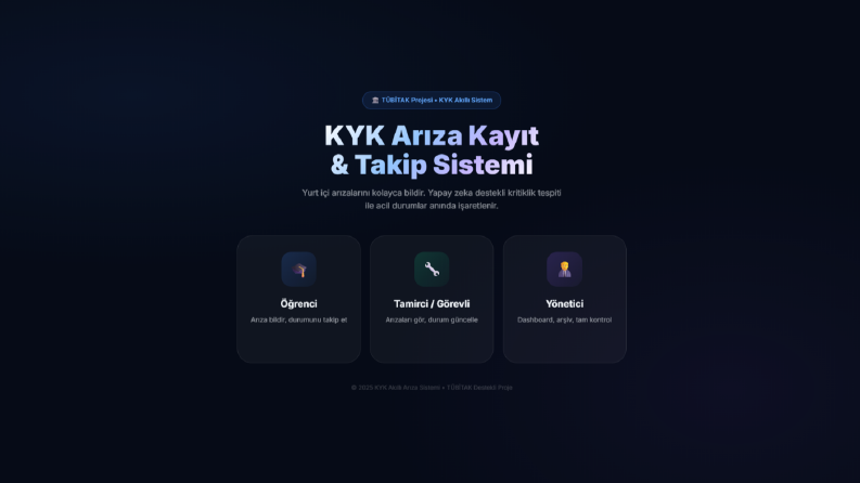 Modern Web Arayüzü: KYK Arıza Takip Sistemi