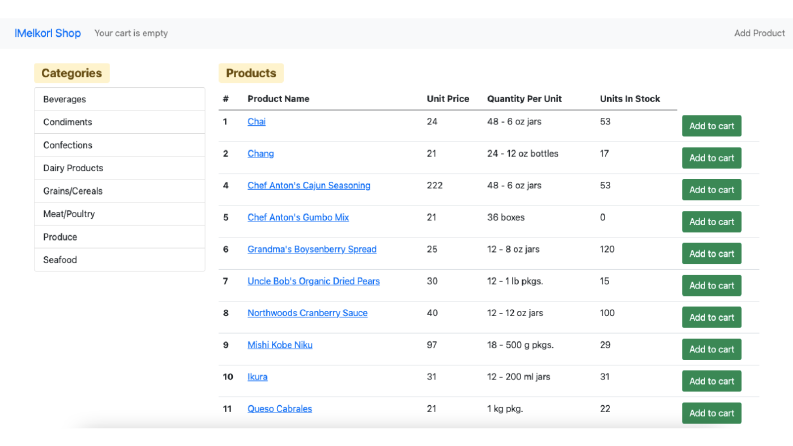 React Products app