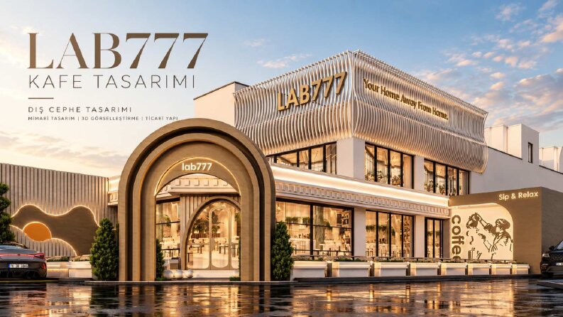 Modern Kafe ve Ticari Yapı | Dış Cephe Tasarımı