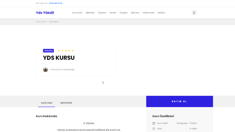 Online Eğitim Tanıtım Platformu ve Online Satış Sistemi