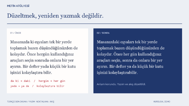 Metin Atölyesi — Türkçe Son Okuma