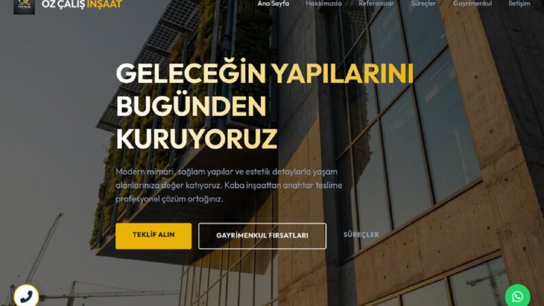 Özçalış İnşaat – Özel Yönetim Panelli (PHP/SQLite) Kurumsal 