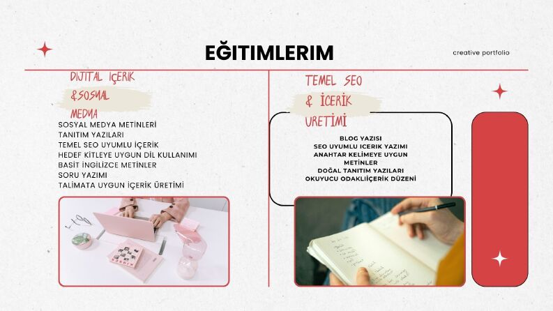Metin yazarlığı ; Hakkımda