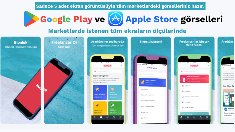 Google Play ve Apple Store mağaza görsel tasarımı