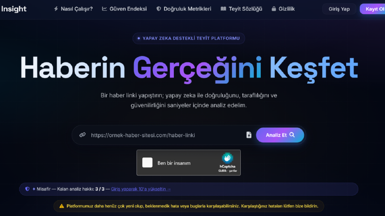 Haberin gerçekliğini doğrulayan bir platform