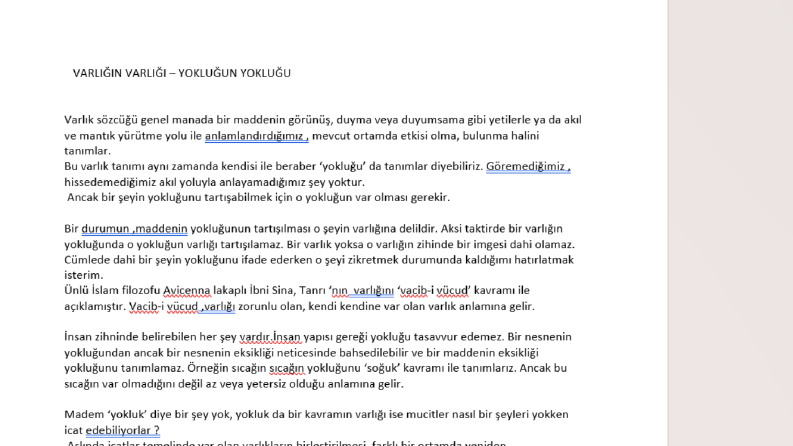 Varlığın Varlığı, Yokluğun Yokluğu