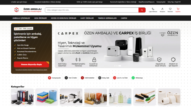 Özen Ambalaj — Laravel ile Kurumsal E-Ticaret Sitesi