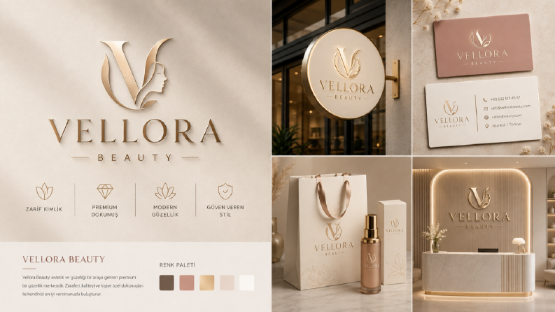 VELLORA BEAUTY — Premium Güzellik Merkezi Logo Tasarımı