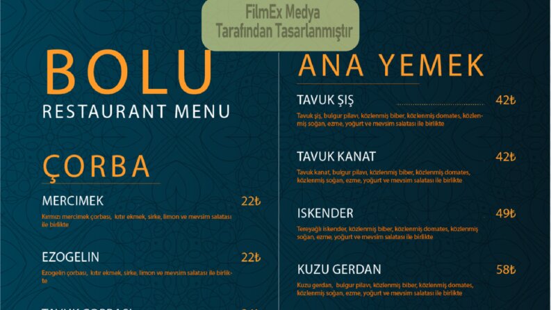 Restaurant Menü/Broşür Tasarımı