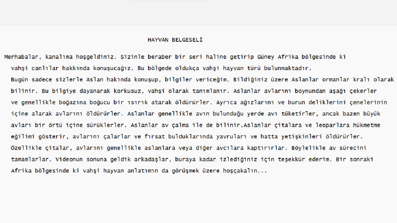 HAYVAN BELGESELİ