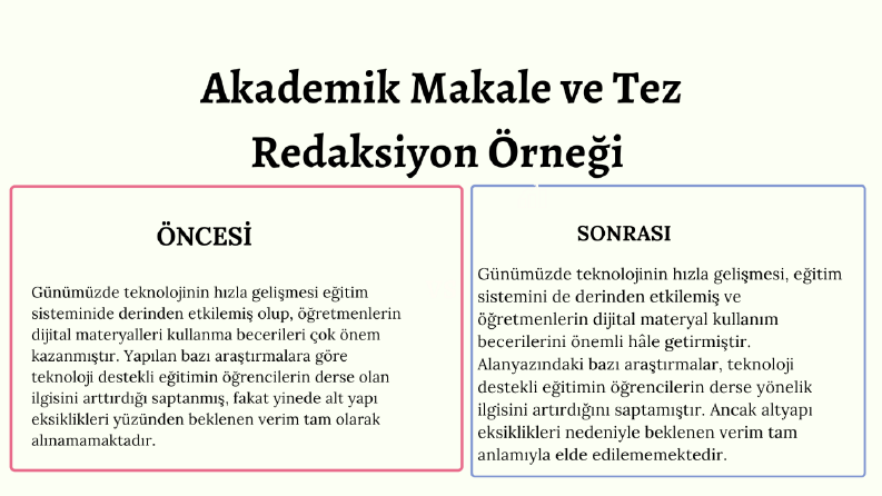Akademik Metin ve Tez Redaksiyon Örneği