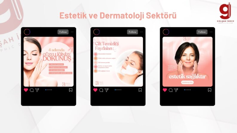 Estetik ve Dermatoloji Sektörü Sosyal Medya Post Tasarımları