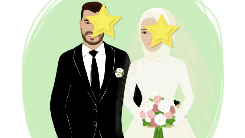 Gelin damat illüstrasyonu
