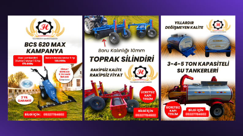 Tarım makineleri, sosyal medya post tasarımı