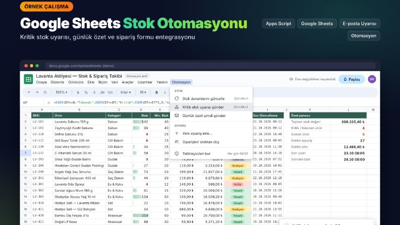 Google Sheets Stok Otomasyonu – Örnek Çalışma