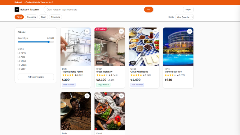 Dinamik Sepet ve Akıllı Filtreleme Sistemli E-Ticaret