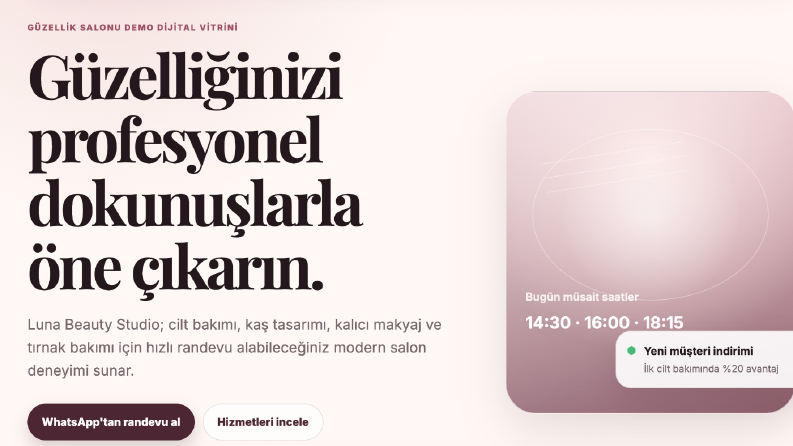 Güzellik Salonları İçin Demo Çalışmam