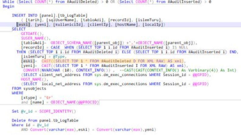 Sql Serverda otomatik log alan trigger yazabilirim