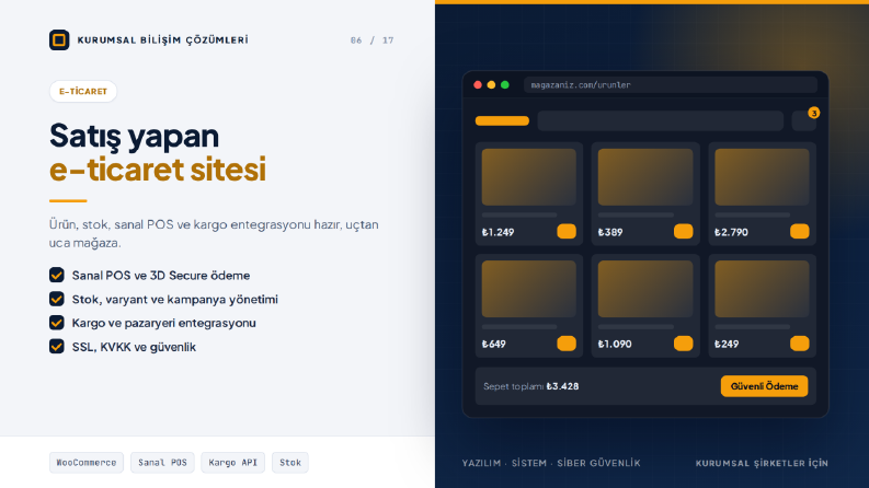 Satış Odaklı E-Ticaret Sitesi: Sanal POS, Stok ve Kargo