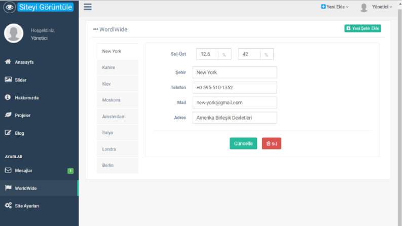 Html-Css Siteye Özel Admin Panel Entegresi