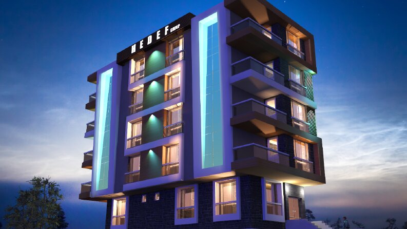 3D Dış Cephe Gece Renderi