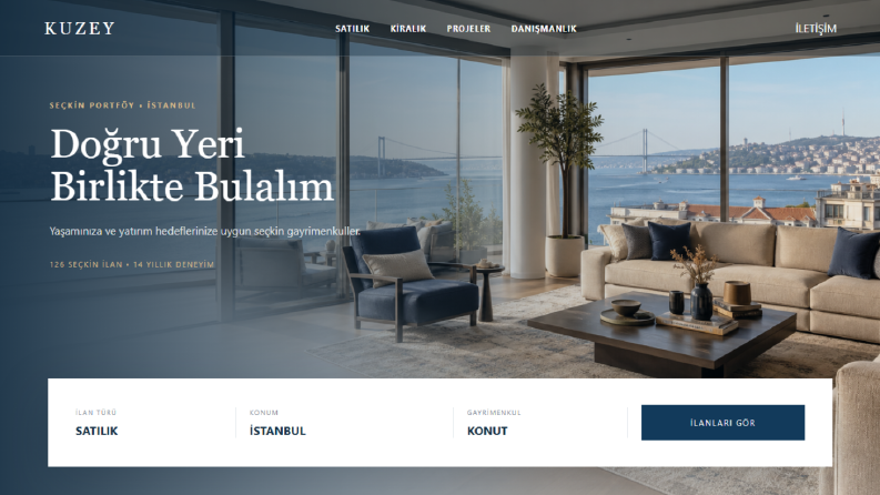 KUZEY — Gayrimenkul Web Sitesi Konsepti