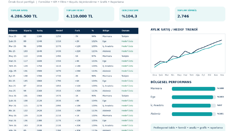 Profesyonel Excel raporlama