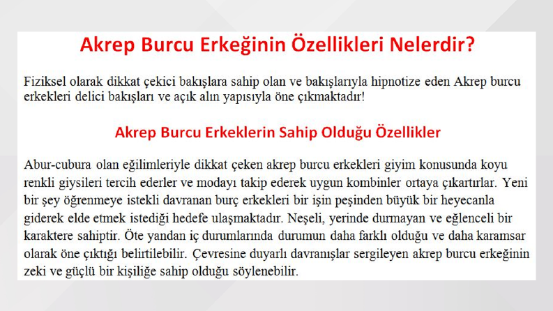 Akrep Burcu Erkeğinin Özellikleri