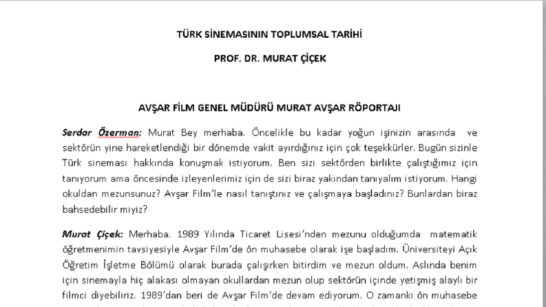 AVŞAR FİLM VİDEO RÖPORTAJ DEŞİFRESİ