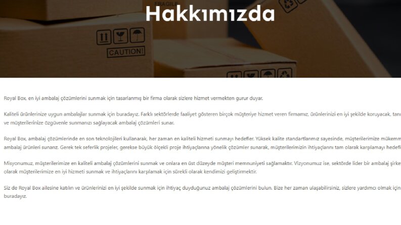 RoyalBox Hakkımızda Yazısı